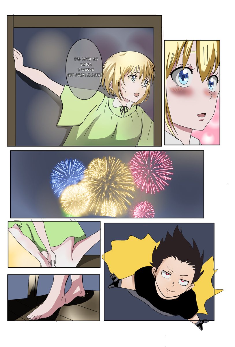 Elainesan9's tweet photo. BEAUTIFUL  FIREWORKS 
shrina x iris manga
page 6&amp; 7
  fire force 
#fireforceshinra #FireForcespoilers #fireforce #fireforceiris
#shinrakusakabe #fireforcearts #fireforceanime #fireforcemanga https://t.co/PLPXyW3wDB
