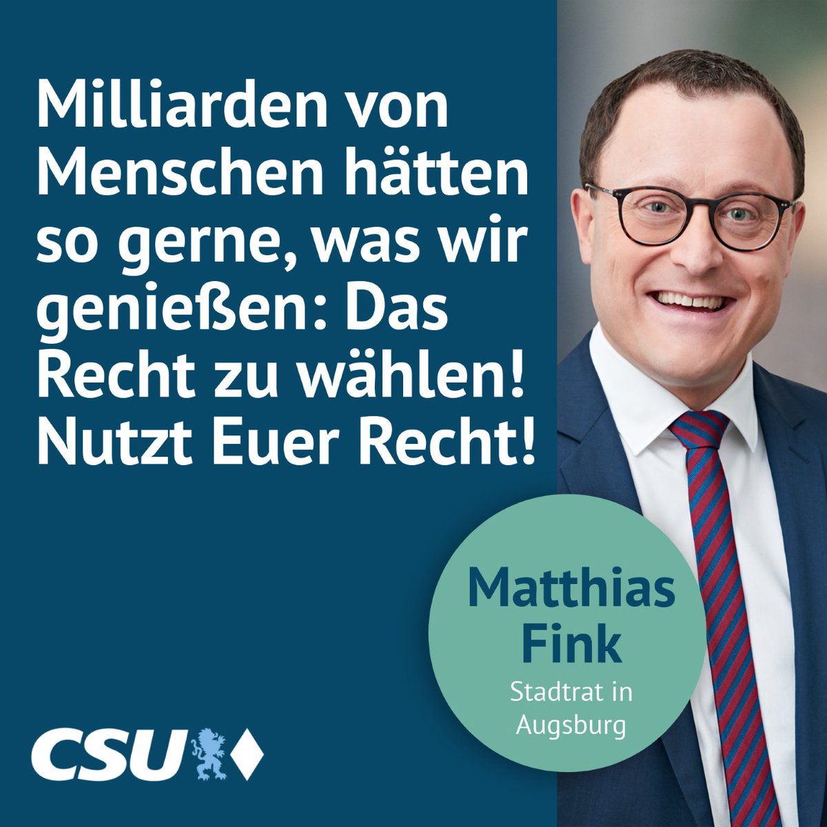 MatthiasFinkCSU's tweet photo. Auf ins Wahllokal! https://t.co/E1XESC9l34