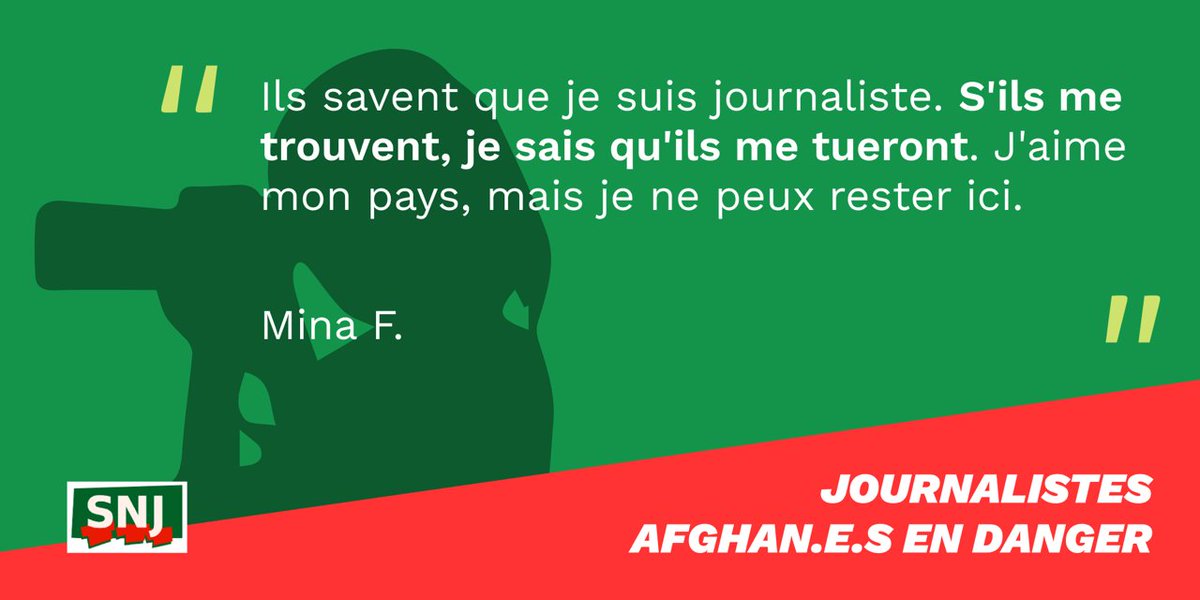 SNJ_national's tweet photo. #Jour14 
.@SNJ_national accompagne des centaines de journalistes afghans bloqués en Afghanistan. Ils sont en danger. Nous réclamons leur évacuation urgente @francediplo @JY_LeDrian @EmmanuelMacron 
#AfghanJournalists 
Nous publions leurs témoignages ⬇️ https://t.co/VECYLgbVTX