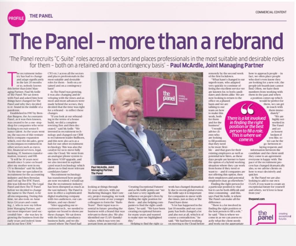 ThePanelDublin's tweet photo. Great to see @PaulatThePanel being featured in the @businessposthq today. A big thanks to @GatewayToEurope partner @DominicHennessy for making it happen and to all The Panel team for their continued support. #teamthepanel #thepanelclan https://t.co/jE6Cxv6VcA