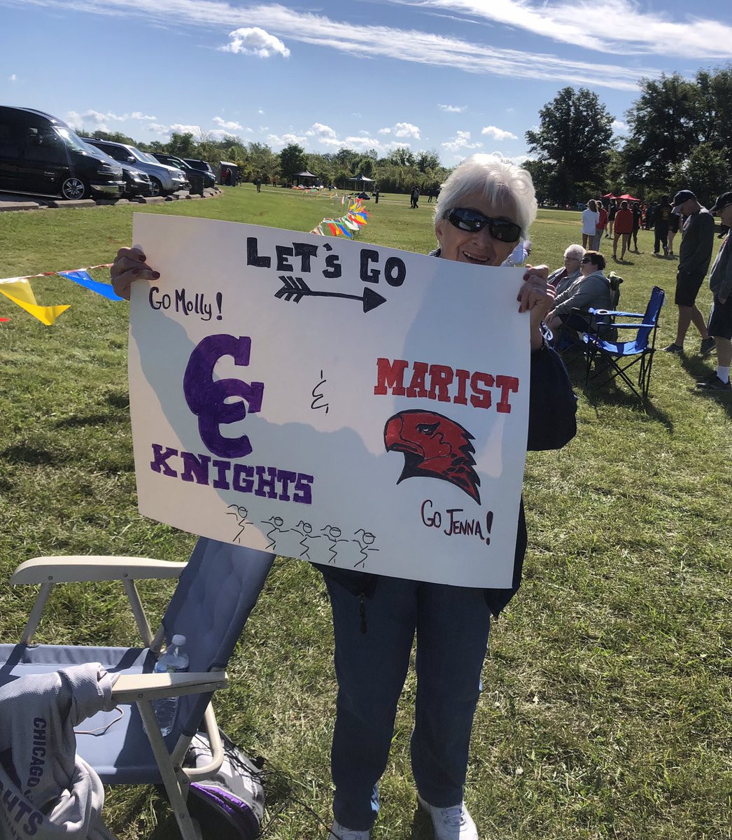 Tbugos12's tweet photo. It’s a great and rare day when I get to see BOTH my girls compete at the same Meet!  Awesome races @CCHS_Speed and @MaristGirlsXC    
#grandmaforthewin https://t.co/1YePNkDLZw