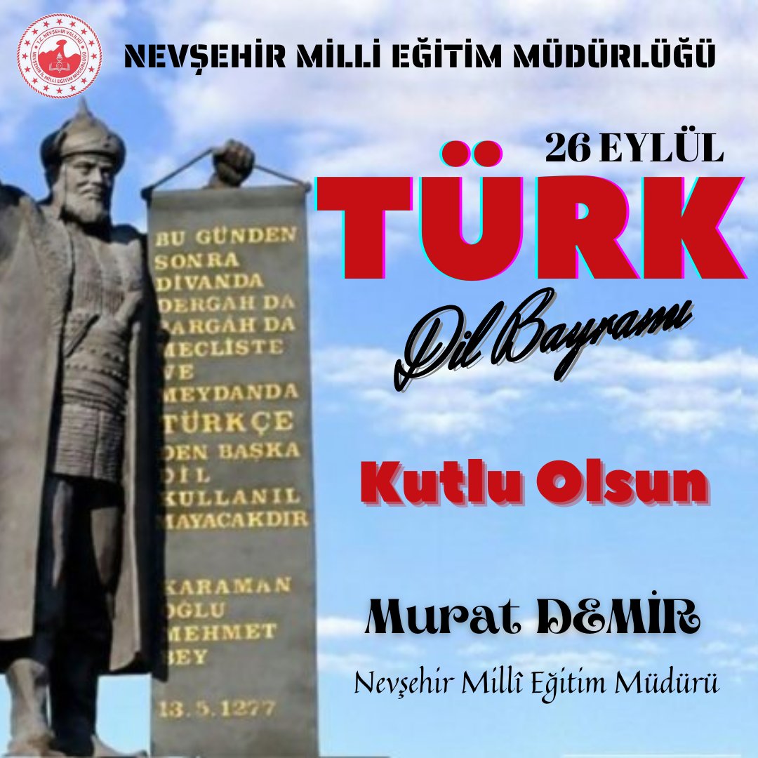 🇹🇷"TÜRKÇEMİZ" dilimiz, kimliğimiz, benliğimiz, ses bayrağımız!

#TürkDilBayramı Kutlu Olsun 🇹🇷

<a href="/tcmeb/">Millî Eğitim Bakanlığı</a> <a href="/Murat69_Demir/">Murat Demir</a>