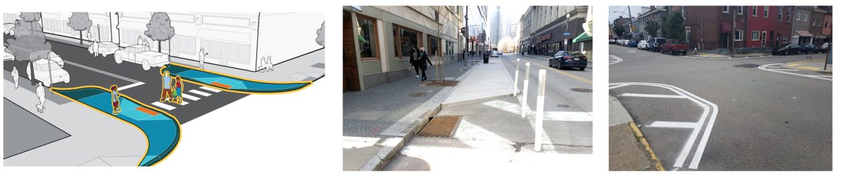 moveforwardpgh's tweet photo. Do you know how Curb Extensions and Bump Outs make our streets safer?

They work by shortening the pedestrian crossing distance and increasing visibility. Learn about this traffic calming tool, along with others popping up throughout Pittsburgh: https://t.co/xL23fFsZHw https://t.co/CtXwVxY7e0