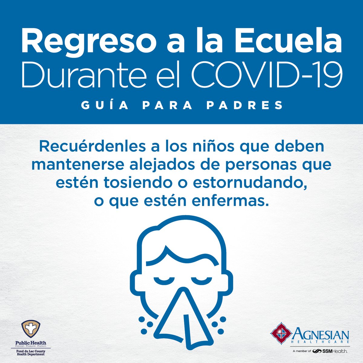 Remind children to stay away from people who are coughing or sneezing, or sick. If your child is sick, remind them to cough or sneeze into a tissue or elbow, then throw the tissue in the trash. cdc.gov/coronavirus/20…