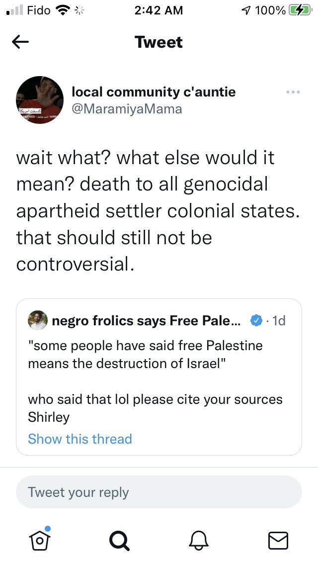 jaimekr's tweet photo. In an epic self-own, Toronto activist Desmond Cole is incensed by the suggestion that the slogan ‘Free Palestine’ is meant as a call for the destruction of Israel. He demands proof that anyone ever said so… Here’s how his own followers responded… a thread 🧵 https://t.co/zky2U8OU7E