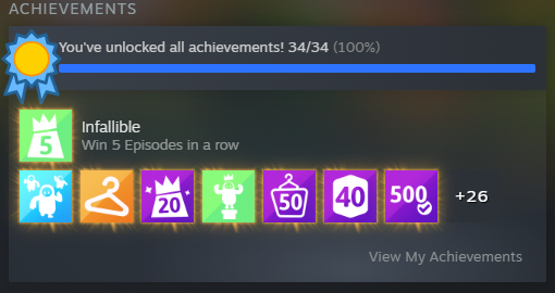 I finally got "Infallible" after over a year of playing Fall Guys!😍 Congratulations to my homie <a href="/CR_Princess_/">PsychoPrincess</a> who also unlocked it with me yesterday🎉🥳
<a href="/FallGuysGame/">Fall Guys</a>