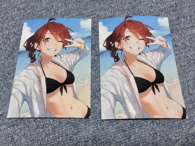 それぞれ別の店舗の新型機で印刷した画像です。結構違う…。どうにも色が薄すぎるなどあった場合、別の店舗に行けば解決する可能性が微レ存。 