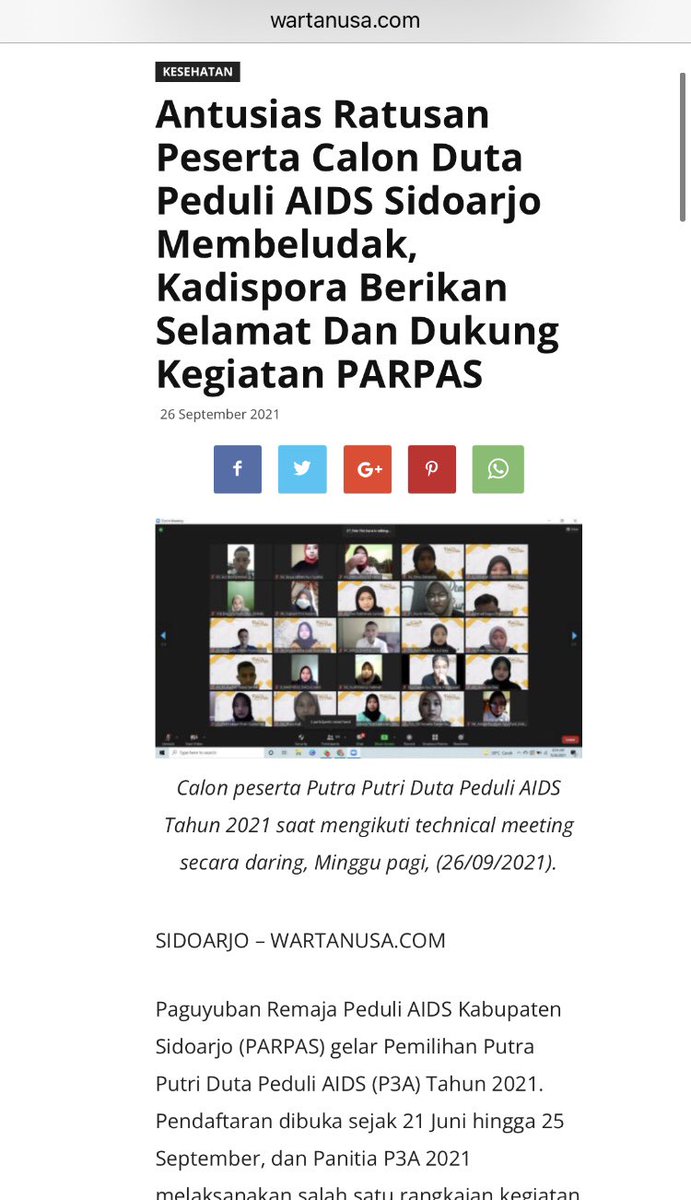 [ANTUSIAS RATUSAN PESERTA CALON DUTA PEDULI AIDS SIDOARJO MEMBELUDAK, KADISPORA BERIKAN SELAMAT DAN DUKUNG KEGIATAN PARPAS] 

Selengkapnya : wartanusa.com/antusias-ratus…