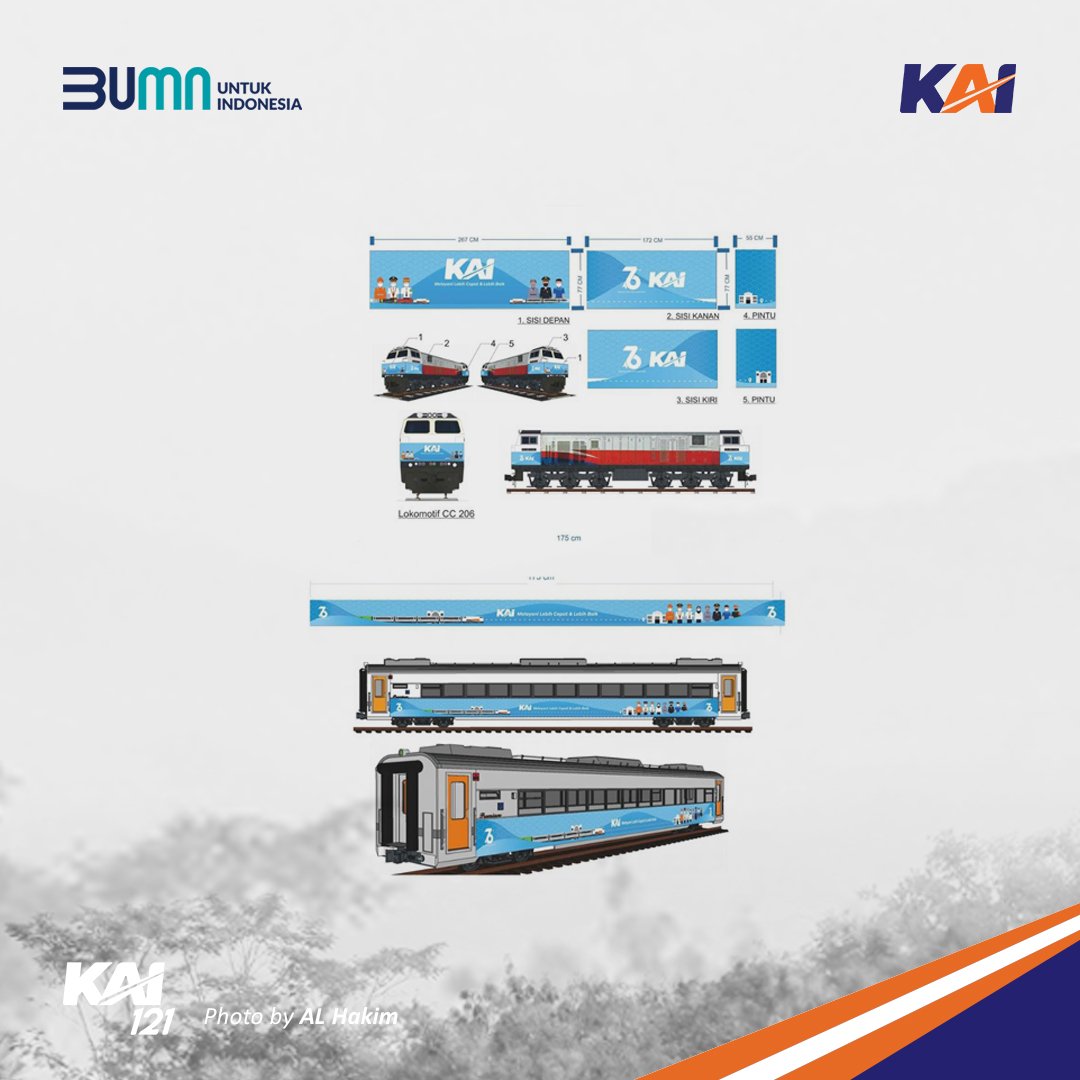 KAI121's tweet photo. Telah terpilih pemenang sayembara livery lokomotif &amp; kereta. Selamat kpd Neo Arya, pemenang lomba desain livery lokomotif &amp; kereta, menyambut HUT ke-76 KAI.

Terima kasih utk #SahabatKAI lainnya, yg sudah ikutan berpartisipasi menuangkan ide &amp; kreativitas di sayembara ini.
#KAI76 https://t.co/NBAd7y5rJ9