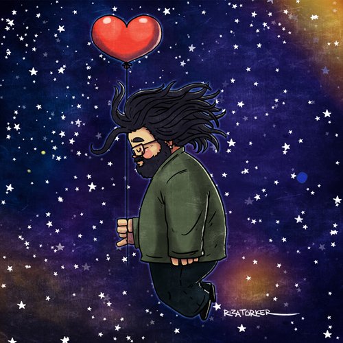 RizaTurker's tweet photo. "Floating" / Bitip gitmiş ilişkilerime ait çizimleri silmekten vazgeçtim. Kurtarabildiğimi kurtarıp, kendime ait hâle getireceğim. #space #float #floating #heart #heartshaped #balloon #floatingballoon #stars #heartshapedballoon #peace #calm #silentspace #rizaciziyor https://t.co/04kErtllle