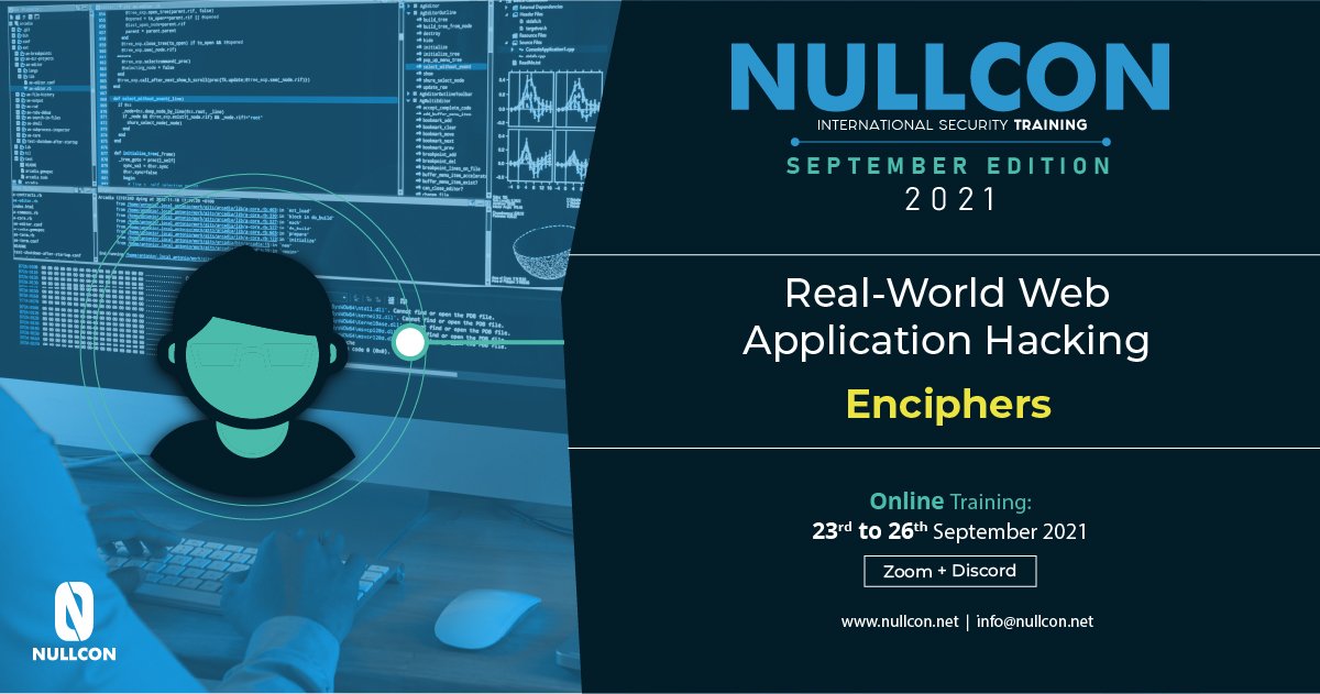LoganWerewolf's tweet photo. It was indeed a wonderful session organised by @nullcon . Special thanks to @0ctac0der and @EnciphersLabs for the session on 'Real-World Web Application Hacking' with real-time hands-on exercises. 

#nullcon #infosec #webapp #cybersecurity #training https://t.co/Q8TfMa1nJ4