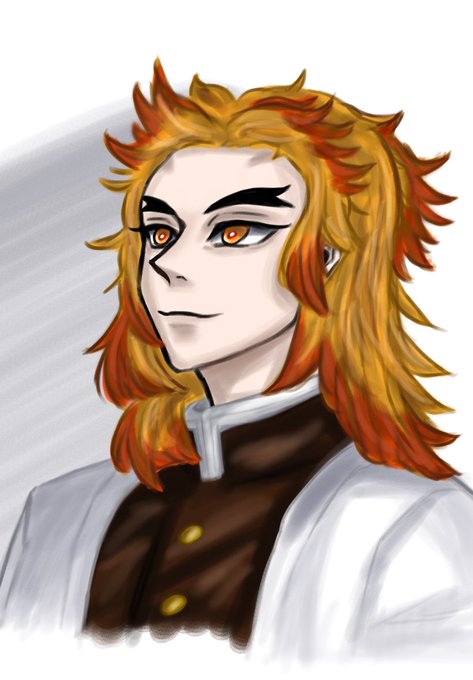 marshmallowさんがTwitterに投稿した煉獄杏寿郎(鬼滅の刃)のイラスト。