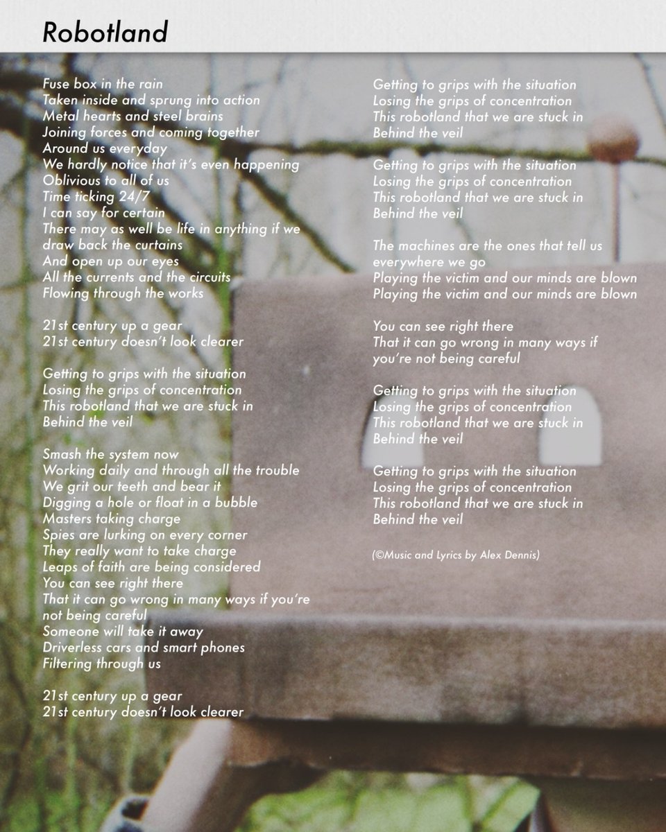 AlexDennisMusic's tweet photo. "Robotland" lyrics 📝
My new EP "Robotland" is OUT NOW!! Buy/stream/download from the link below 🤖🤖🤖

https://t.co/RkX0hX0QhT

#alexdennis #robotlandlyricsheet #composer #lyricist #newEP #newmusic https://t.co/PyCuBwJCDe