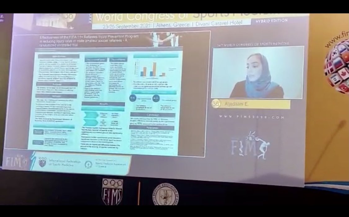 EmanAljedaani's tweet photo. It is great to present my research paper in the world congress of sports medicine "The 36th World Congress of Sports Medicine" #FIMS2020 in Athens, Greece 🇬🇷. Express my sincere gratitude to Dr. Wesam @WSAAlAttar and thanks @FimsOrg for organizing this fantastic Congress. https://t.co/g85Gqe98yO
