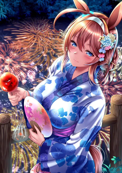 #過去作で自分が最高だと思う絵を1枚載せて5rtを目指せ
 #ウマ娘
お祭りミホノブルボン(*'ω`*) 