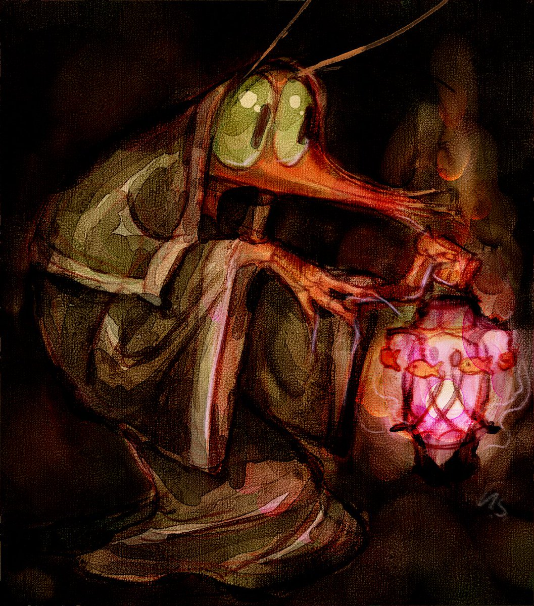 nightmareSyrup's tweet photo. Shrimp wizard with a fish carousel lamp thing 🥴 https://t.co/O91Nn2xMn5