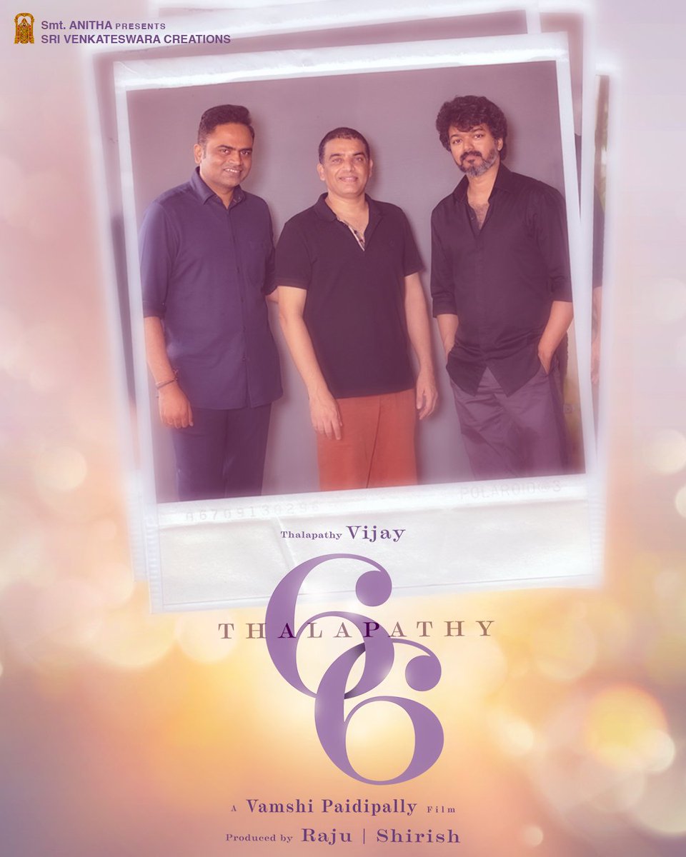 idiamondbabu's tweet photo. Official #Thalapathy66 

Joining hands for the first time @actorvijay and @directorvamshi 

@SVC_official @DilRajuProdctns #DilRaju
#VamshiPaidiPally https://t.co/1tg1w7gMMY