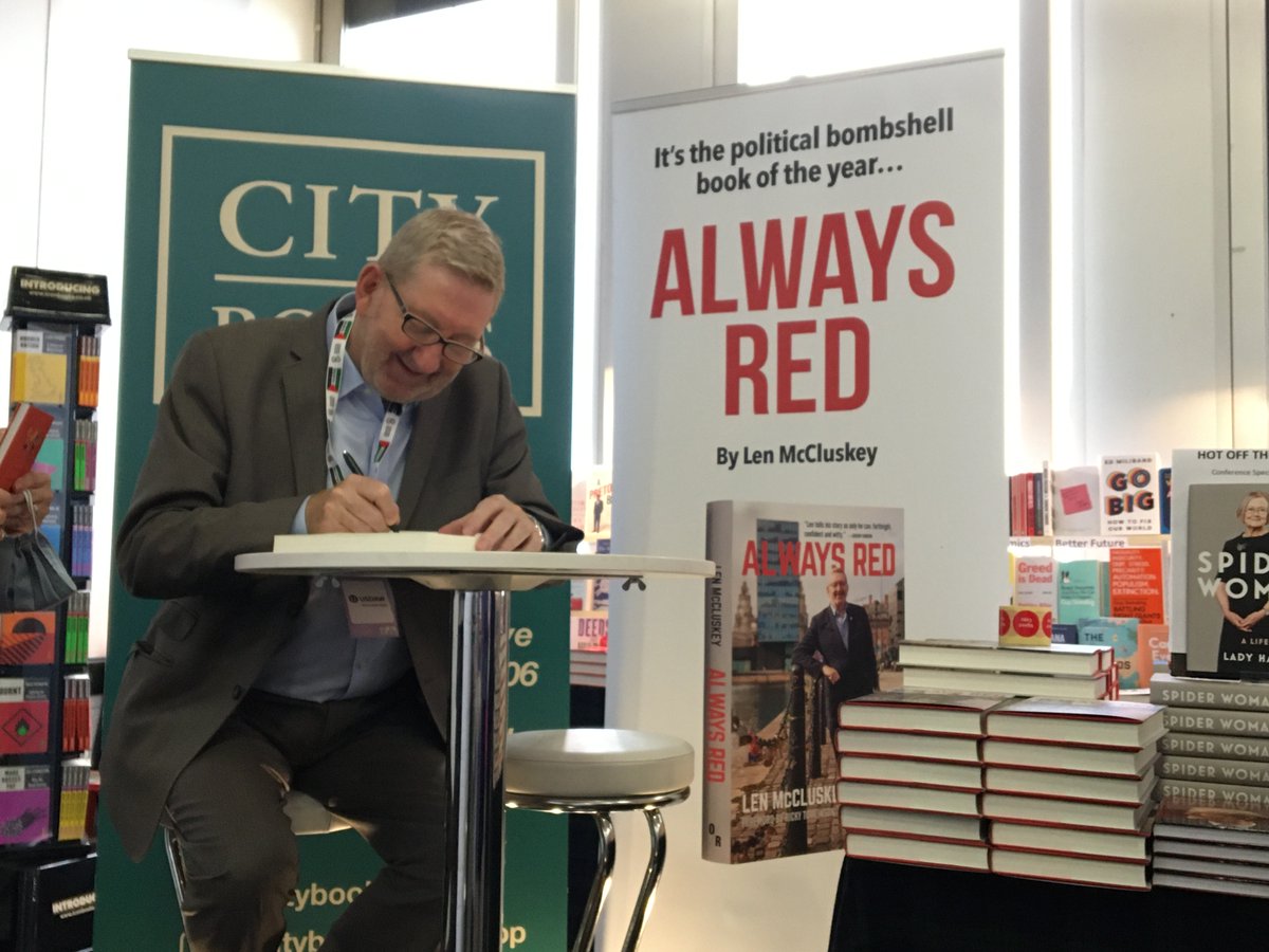 LenMcCluskey's tweet photo. If you're at Labour conference come up to City Books on the first floor of the conference centre for a signed copy of my book and a chat. Happening now. https://t.co/nF8ZCsVrTc