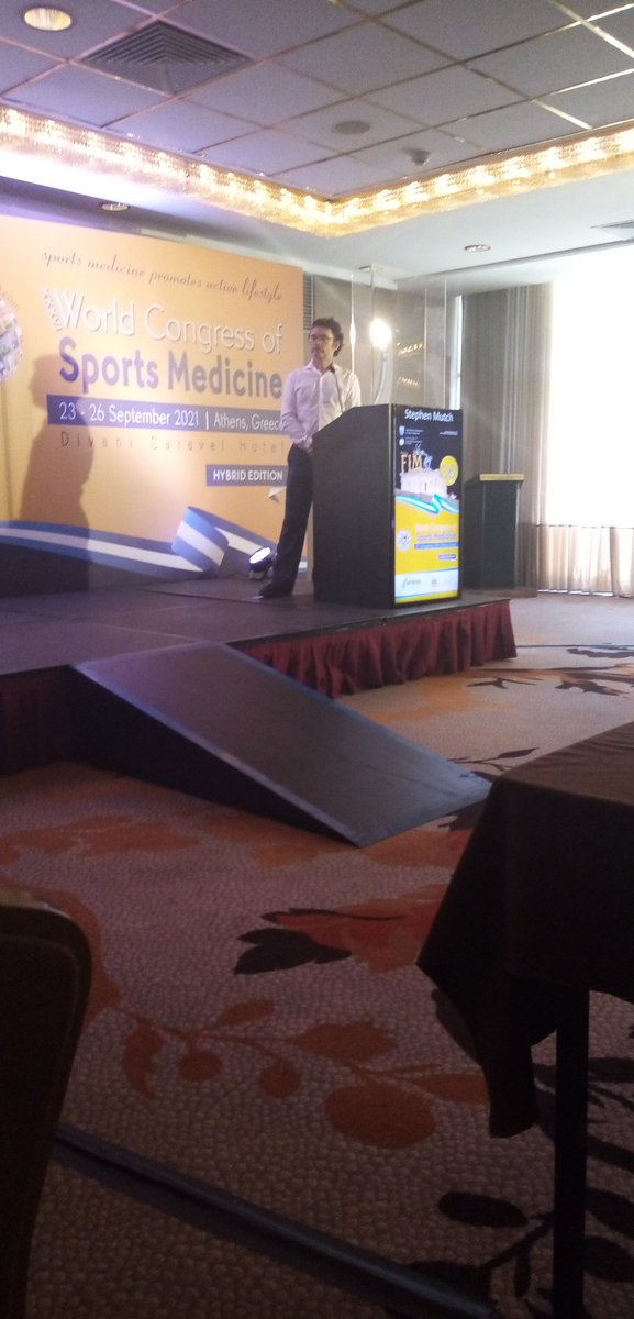 FimsOrg's tweet photo. Health and wellbeing. A hot topic and great lecture featuring dleep, motivation, energy and stress by Stephen Butch #FIMS2020 .@ProjectPhysio https://t.co/G0mPYK2vl6