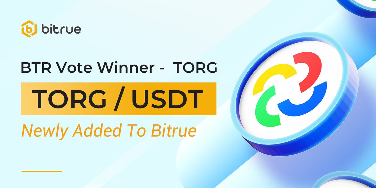 Sàn Giao Dịch Bitrue sẽ liệt kê $TORG ( ERC20 ) 🔸 Bạn có thể gửi #TORG ngay bây giờ và sẵn sàng giao dịch trên cặp TORG/USDT lúc 09:00 UTC vào ngày 27 tháng 9 . Mọi thông tin chi tiết , xin vui lòng tham khảo tại đây . bitrue.zendesk.com/hc/en-001/arti…