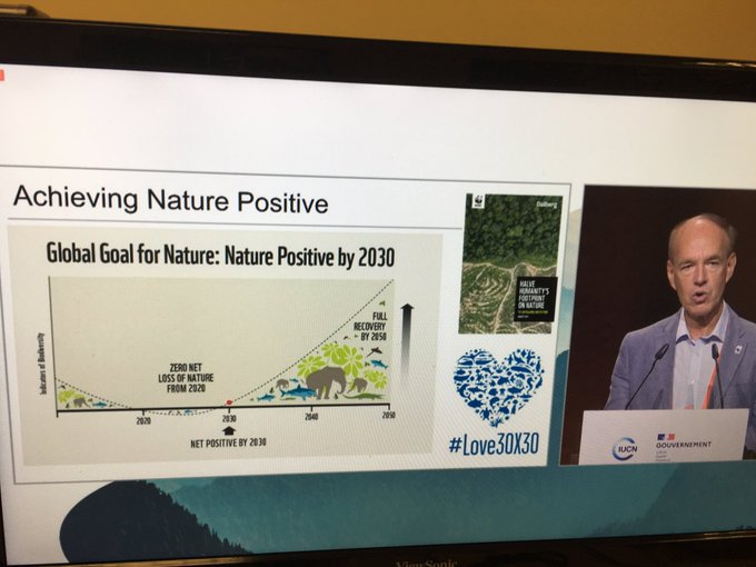 1/2

WWF DG Marco Lambertini speaking at the recent #IUCNCongress in Marseille. 

Human rights violators WWF lead the charge for what would be the largest land grab in history. 

Note the language on the slide: #NaturePositive, #GlobalDealForNature, #Love30x30