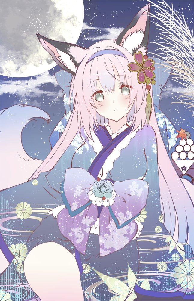 「花月ちゃんとお月見したい(*˘︶˘*).。.:*♡らふ(*˘︶˘*).。.:*♡」|むーのイラスト