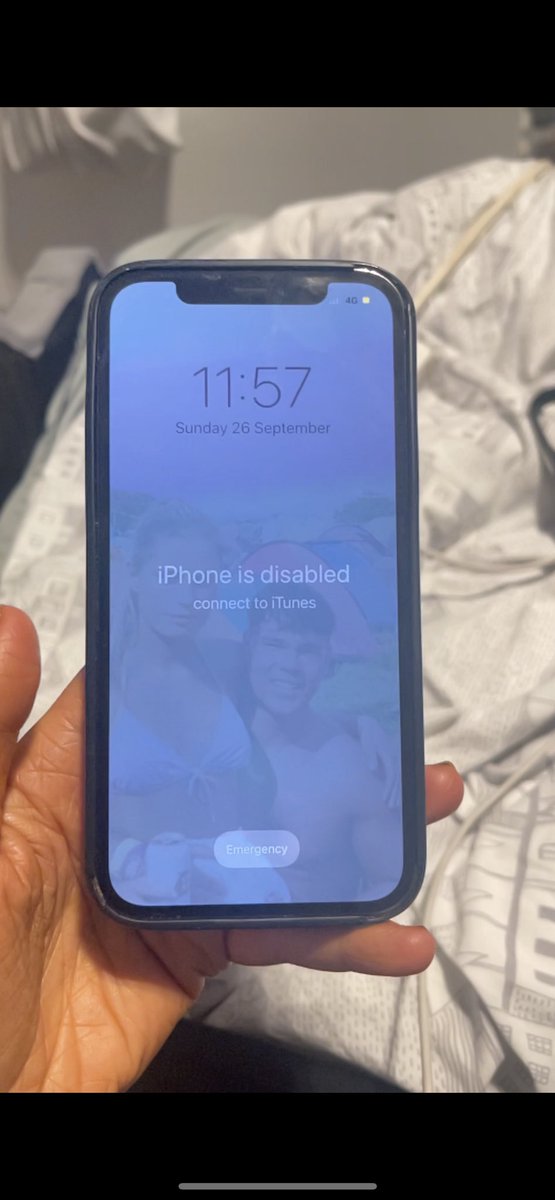abbijonesxx's tweet photo. Found an iPhone 12 max at Mint Festival last night, it’s disabled so can’t try to call anyone from it but managed to get that photo up when clicking emergency calls if anyone knows who they are ?? https://t.co/6kqlKU2ttP