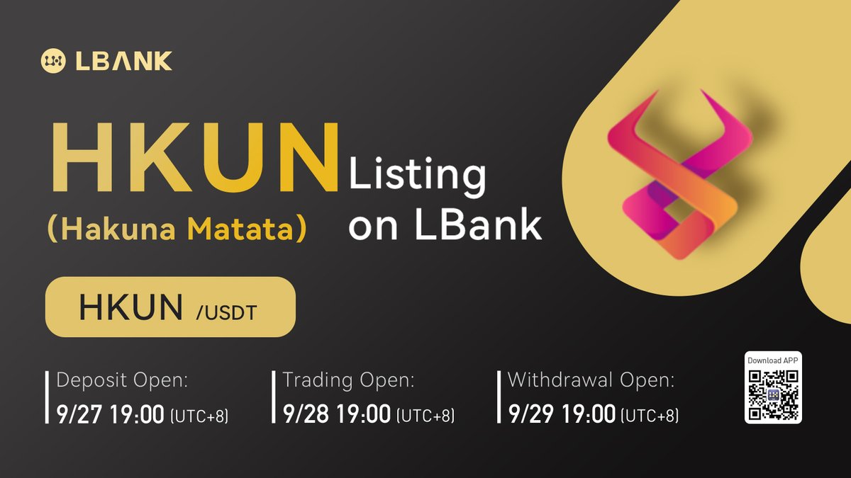 LBank_Exchange's tweet photo. 🔥 New #listing

💫 $HKUN(Hakuna Matata) will be listed on LBank @HKUNtoken 

Hakuna Matata (HKUN) is a token-based on Binance smart chain with an NFT marketplace, play-to-earn gaming, etc.

❤️ Details: https://t.co/pOqBFQ7Tb8

#crypto #NFTs #BSC #GameFi https://t.co/MihpVjXmWf