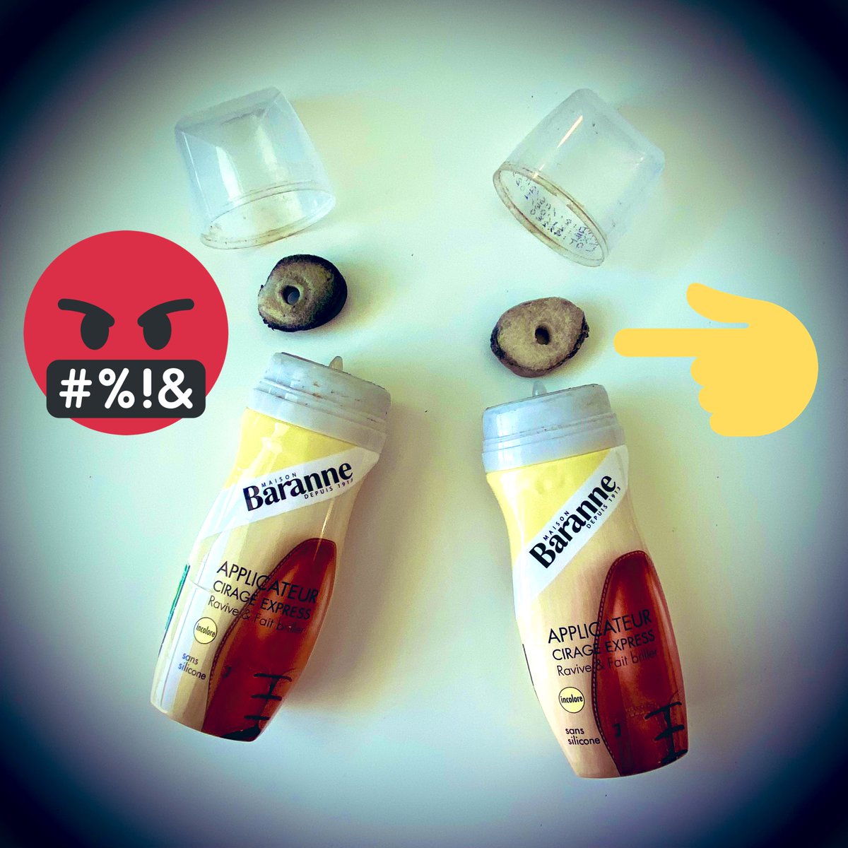 FMotard's tweet photo. Au lieu de sauver la planète 🌍 pour notre survie des marques vendent encore des consommables non recyclables & contraignent à jeter des produits encore pleins aux 3/4 🤮🤬👿💩 #Baranne #Swania #cirage #incolore où l’applicateur se désintègre en quelques utilisations seulement 👎 https://t.co/CNfW54SQyM