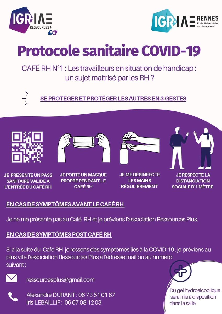 Rplus_Igr's tweet photo. 📣 [Café RH n°1]
Les travailleurs en situation de handicap : un sujet maîtrisé par les RH ?
Rdv le 7 octobre à 8h à l'IGR IAE
5€ sauf sponsors et étudiants
⚠️ Pass sanitaire obligatoire pour participer à l'évènement. 
Inscriptions sur le lien suivant https://t.co/i8WNFNp0G4 https://t.co/5KYuOSgn1f