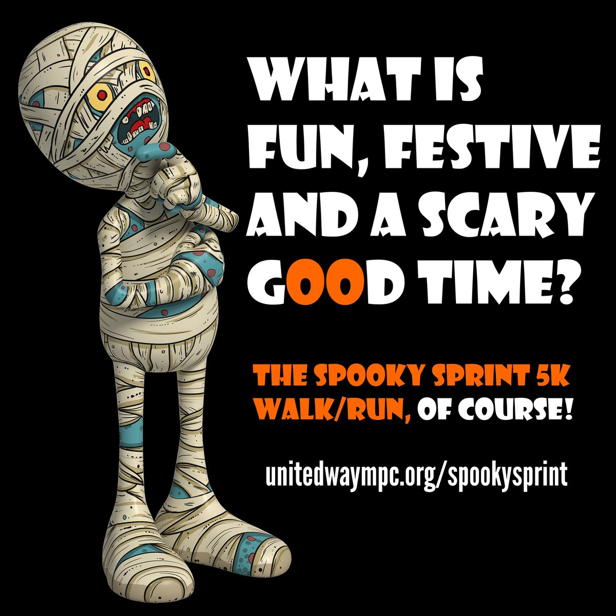 Attention, runners (and walkers)! The Spooky Sprint is returning this year, and it's an in-person event (with a virtual option, too)!
Register for the race by Monday, Oct. 11.
➡️ Sign up at unitedwaympc.org/spookysprint.