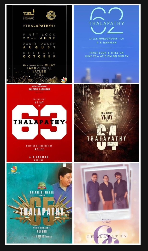 #Thalapathy films announcement posters...

#Thalapathy64 is my fav...

#Thalapathy66