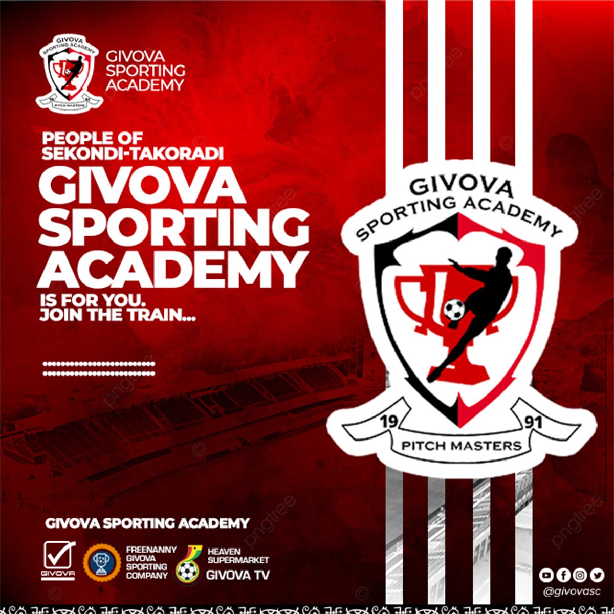 Givova Sporting Academy (@givovasc) on Twitter photo We are Pitch Masters; join the train people of Sekondi/Takoradi and let is nurture talents in the metropolis. We are ready for 2021/2022 season ๐๐ฏโฝ.
#BringBackTheLove #Football #PitchMasters
<a href="/GIVOVAofficial/">GIVOVA</a> <a href="/DivisionTwoGH/">Ghana Division Two League ๐ฌ๐ญ</a> <a href="/wrfaofficial/">Western Regional Football Association</a> <a href="/s_amankwah/">Solomon Amankwah(The Superman)</a> We are Pitch Masters; join the train people of Sekondi/Takoradi and let is nurture talents in the metropolis. We are ready for 2021/2022 season ๐๐ฏโฝ.
#BringBackTheLove #Football #PitchMasters
<a href="/GIVOVAofficial/">GIVOVA</a> <a href="/DivisionTwoGH/">Ghana Division Two League ๐ฌ๐ญ</a> <a href="/wrfaofficial/">Western Regional Football Association</a> <a href="/s_amankwah/">Solomon Amankwah(The Superman)</a>