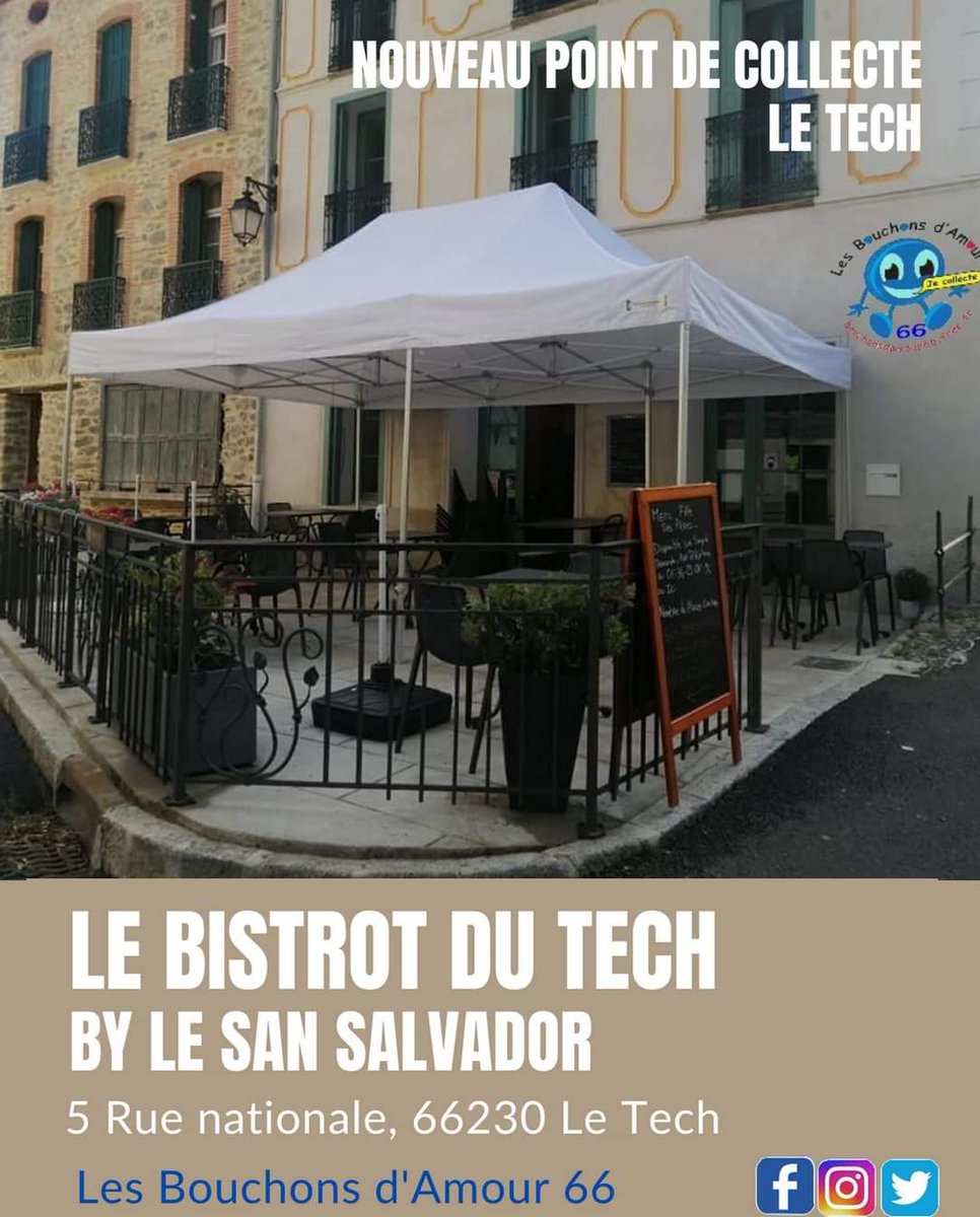 Bouchons66's tweet photo. Le Tech, beau village du #Vallespir se dote d’un point de collecte des #bouchonsdamour 66 :
Le BISTROT du TECH, bar, restaurant,  épicerie et traiteur.
 #PaysCatalan #PyreneesOrientales #PerpiMetropole #solidarité #handicap #ecologie #recyclage #dechets #ecogeste #aspres #Alberes https://t.co/pFCkpQ9J51