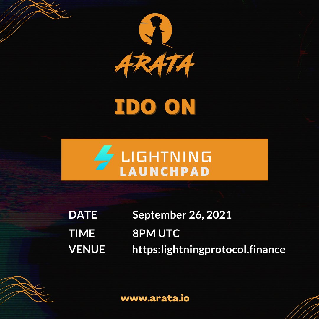 project_arata's tweet photo. The start of something new, Blockchain Gaming Revolution with Project Arata!
We are super excited for our IDO on @LightningDeFi tonight.
Stay tuned everyone
#anime #arata #lightningdefi
#BlockchainGaming #BinanceSmartChain #projectarata #watch2earn #play2earn https://t.co/1geDXcfgxP