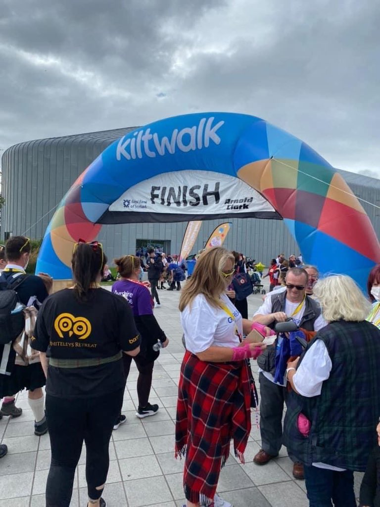 whiteleysayr's tweet photo. And the girls have smashed it! Well done Team @StruthersSchool. We are hugely proud of you all. Raising awareness and much needed funds for Whiteleys Retreat at the Glasgow Kiltwalk. Loving the new design for the Kiltwalk medal🏅 Enjoy your post celebration 🎉 @southayrshire https://t.co/h4z5qTSBen