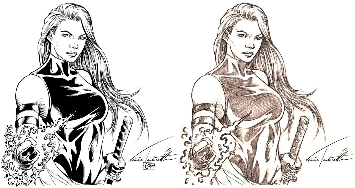 scotsmntv's tweet photo. What a great show! I had a blast on this piece. Thanks everyone who came out and all the likes and retweets. Here is the finished product side by side with the original. Special thanks to @Vinnieart for providing such an elegant underdrawing to work from!
#inkislife #inkslayer https://t.co/6P9NegSM7W