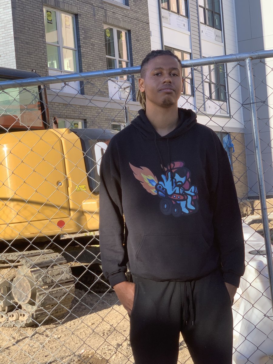 ynotWheelz's tweet photo. This is the first hoodie bought from my wheelgang merch. Much respect and love to my brothers @RealJavaJake for spending hours with me trying to figure out the perfect designs, and  @Divine2Wrath for being my model. Buy my Merch and be a member of the gang link in bio https://t.co/SlNhvveqJP