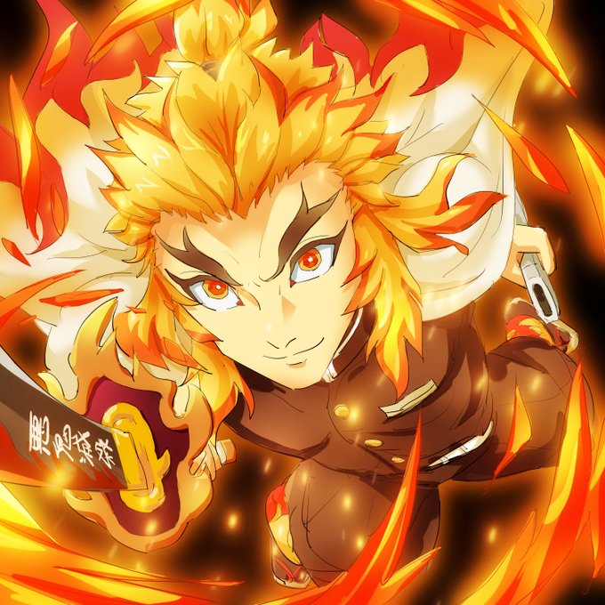 ごっちんさんがTwitterに投稿した煉獄杏寿郎(鬼滅の刃)のイラスト。