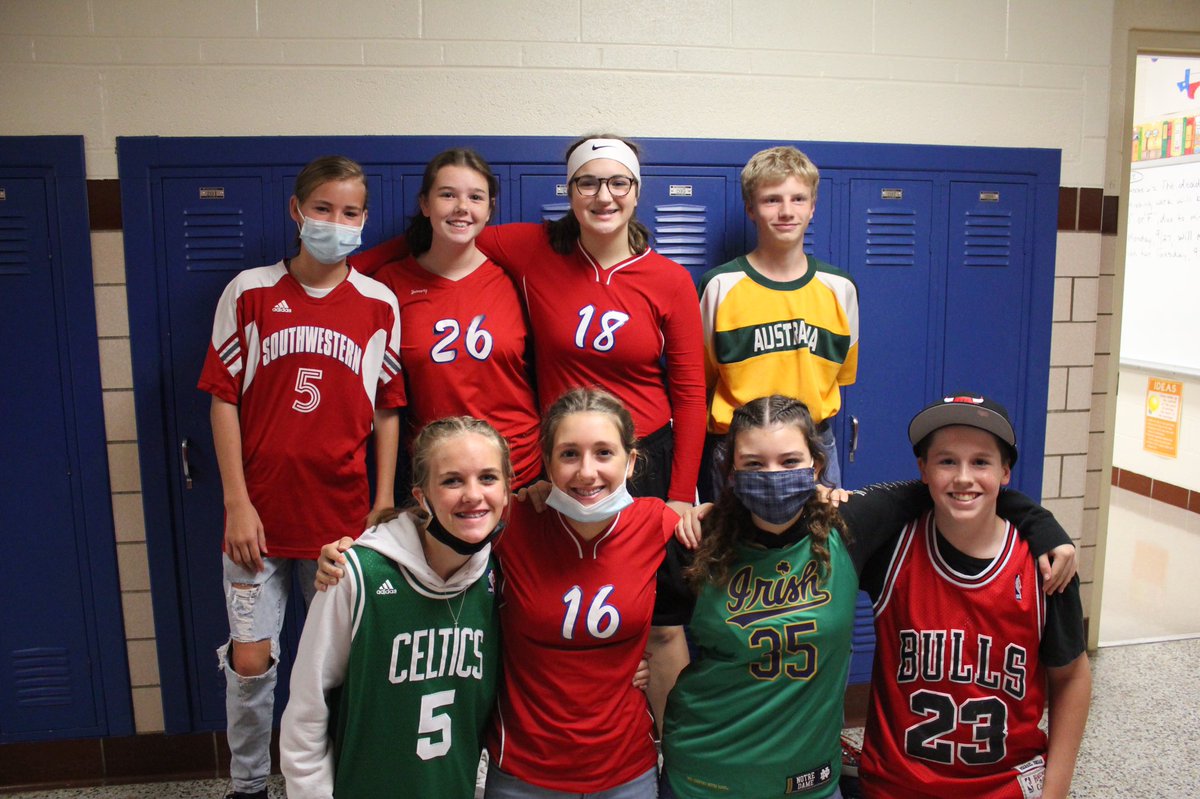 SWSpartanShield's tweet photo. On Wednesday, students and staff brought the spirit in their jerseys. #rememberwhen https://t.co/WX5sS3A7pC