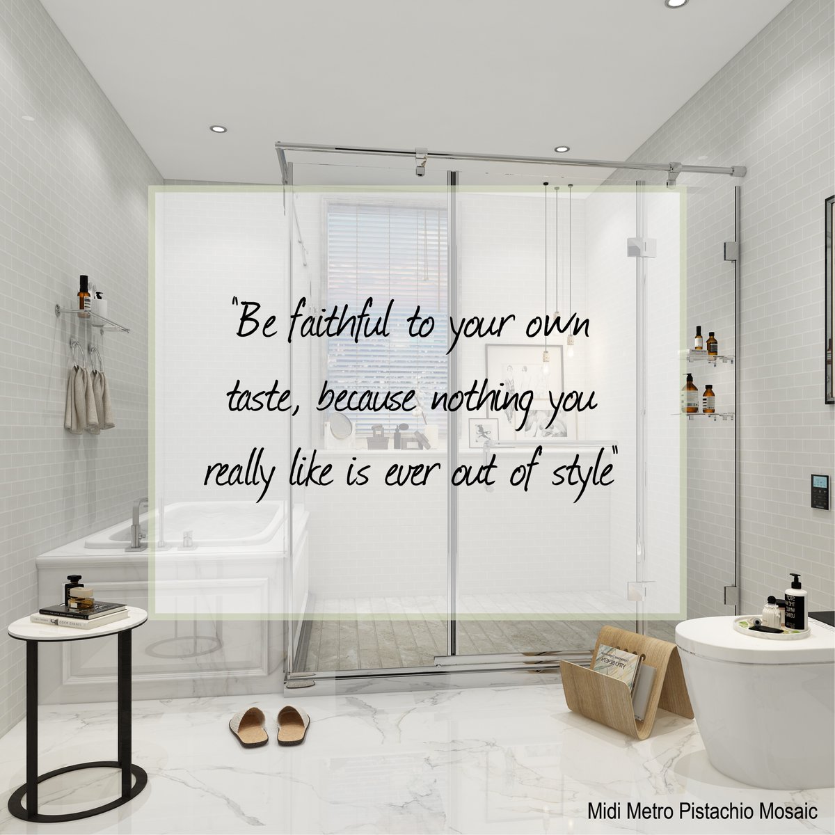 Be brave! What you love never goes out of fashion🏠 

#bathroomdecor #bathroomideas #howihome #dailydecordose #loveyourspace #tileslover #greeninterior #greeninteriors #mosaictiles #instahomedesign #interior4all #houseofmosaics #greenhome #greenhomedecor #pastelgreenaesthetic