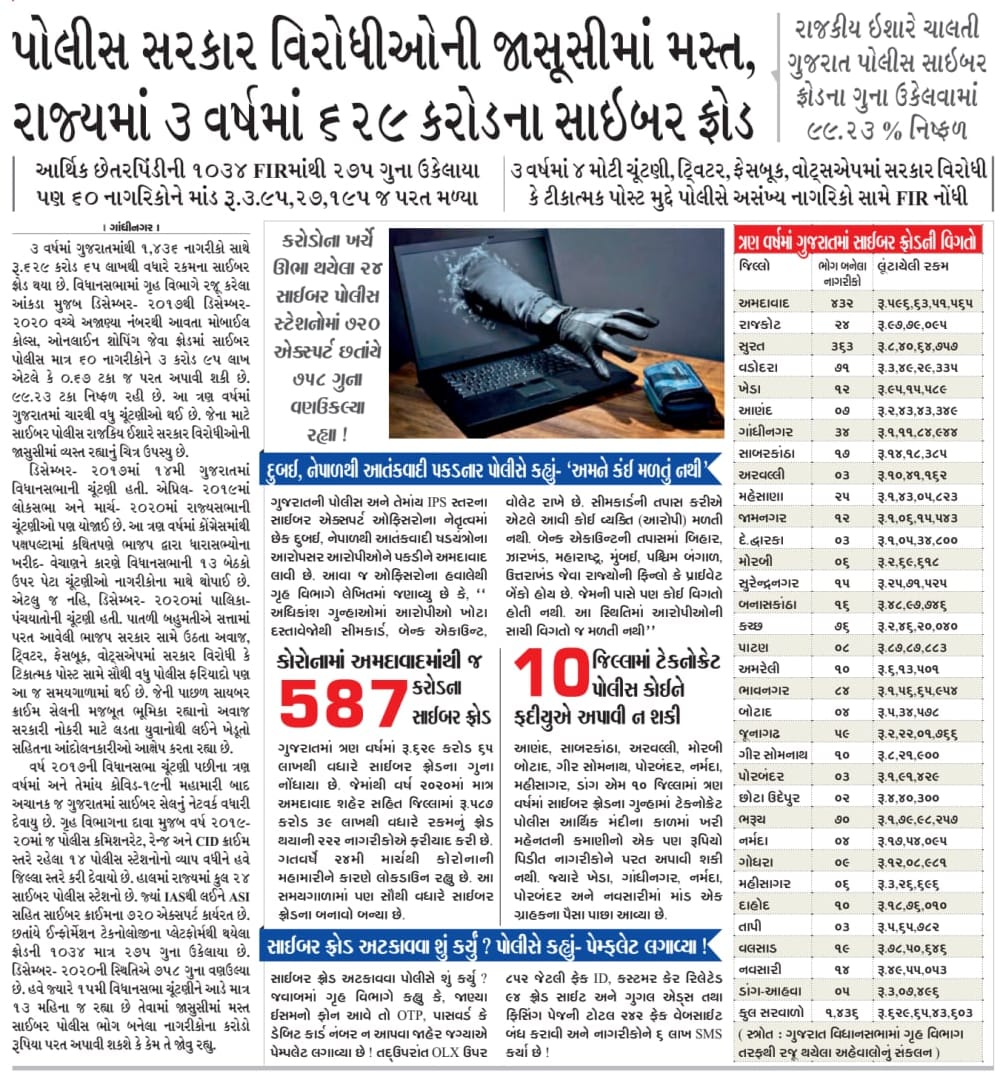 'પેગાસશ' હકિકત હોય તો ગુજરાતની સાઇબર પોલીસ કેમ પાછળ રહે.

અહીં આ પ્લેટફોર્મ પર સરકારી નોકરી, નર્મદાનુ પાણી,સ્કૂલ ફી,કોવિડ-19ની પીડા, GADનો 1-8-2018નો ઠરાવ સહિતના અનેક વિષયો પર અવાજ ઉઠાવનારની જાસૂસી થતી રહી છે. 

3 વર્ષમા 4થી વધુ ચૂંટણીમા MLAની સોદાબાજીમા પણ જાસુસીથી જ ખેલ પાડ્યો.