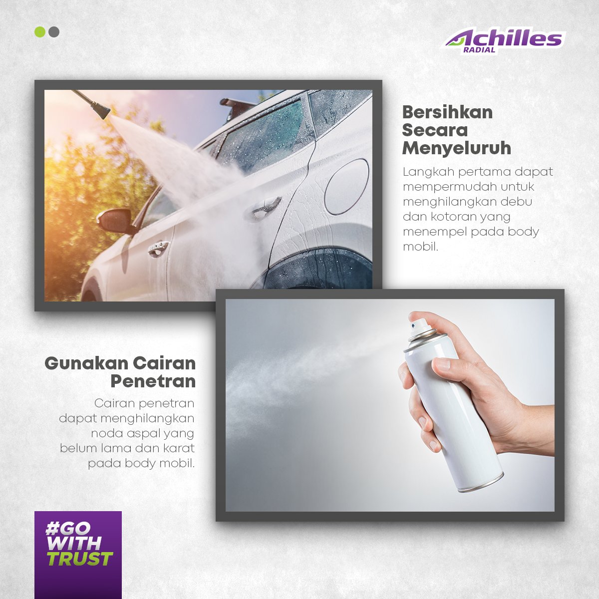 Achilles_Radial's tweet photo. Achilles Friends, siapa yang masih pada bingung untuk membersihkan noda aspal dari body mobil? Kita punya tips untuk kalian nih!

Kalo ada yang punya tips lainnya, boleh tulis di kolom reply ya Achilles Friends!

Semoga membantu!

#AchillesRadial #GoWithTrust #TireYouCanTrust https://t.co/jCbdipciMl