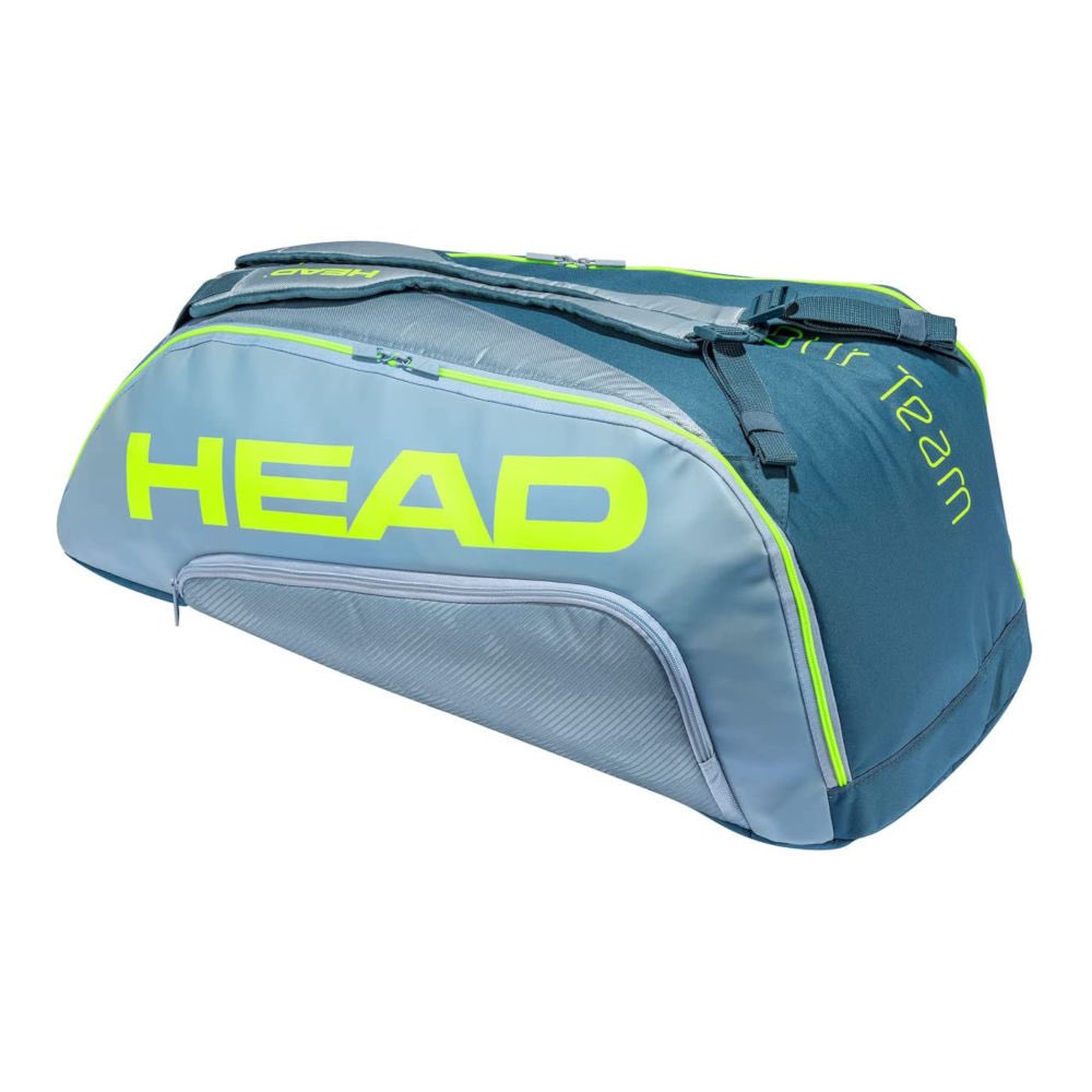 ShoppingTennis's tweet photo. The #Head #Tour #Team Extreme 9R #Supercombi is a blue-gray and neon yellow #tennis bag that comes with 2 main compartments (carrying up to 9 rackets), as well as 2 large pockets. It is available on our website for only $70 plus shipping. https://t.co/6o1Af6rvwc https://t.co/3IkckQpI74