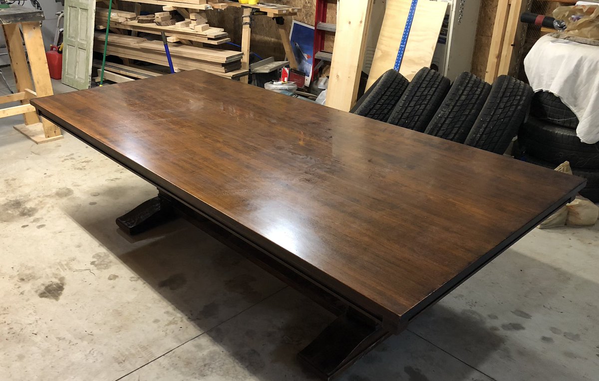 HuntHandi's tweet image. Refinished a #wormymaple  dining room table using @rubiomonocoatUS oil products (dark oak mixed with ash grey)