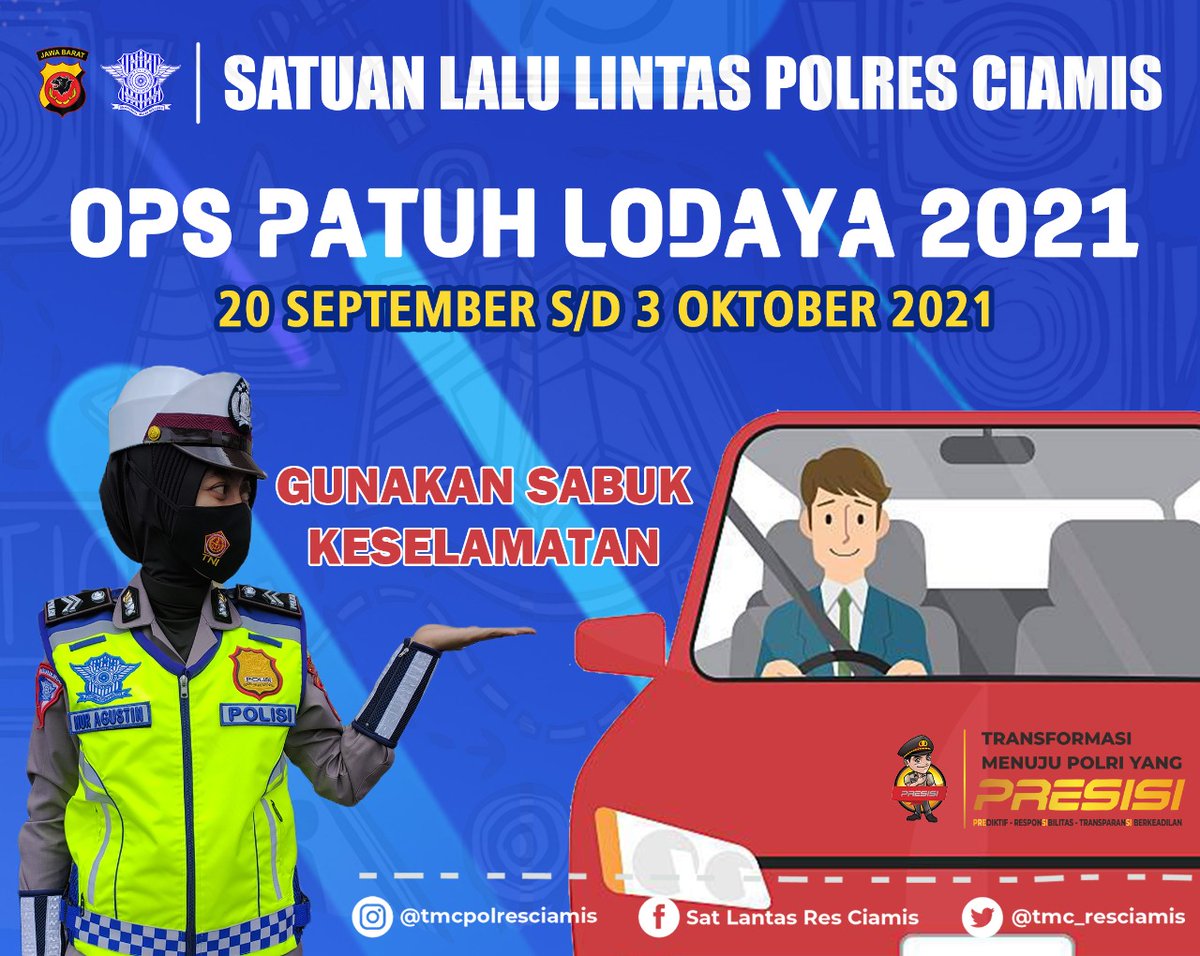 Gunakan sabuk keselamatan saat mengendarai mobil dan jangan lupa tetap patuhi prokes yaa
#opspatuhlodaya2021