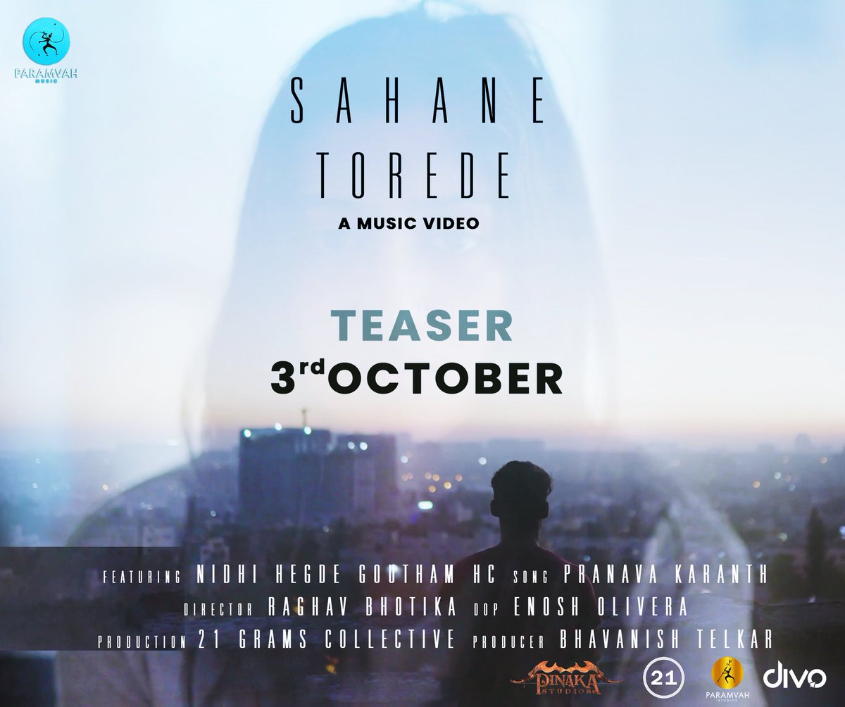 ParamvahStudios's tweet photo. ಅವ್ಯಕ್ತ / #WhatYouDontSee
#SahaneTorede song will strike the right chord in your heart! Teaser out on October 3rd on #ParamvahMusic ✨

https://t.co/NlmSoD7w21 

#ParamvahStudios https://t.co/90uaExV2JR