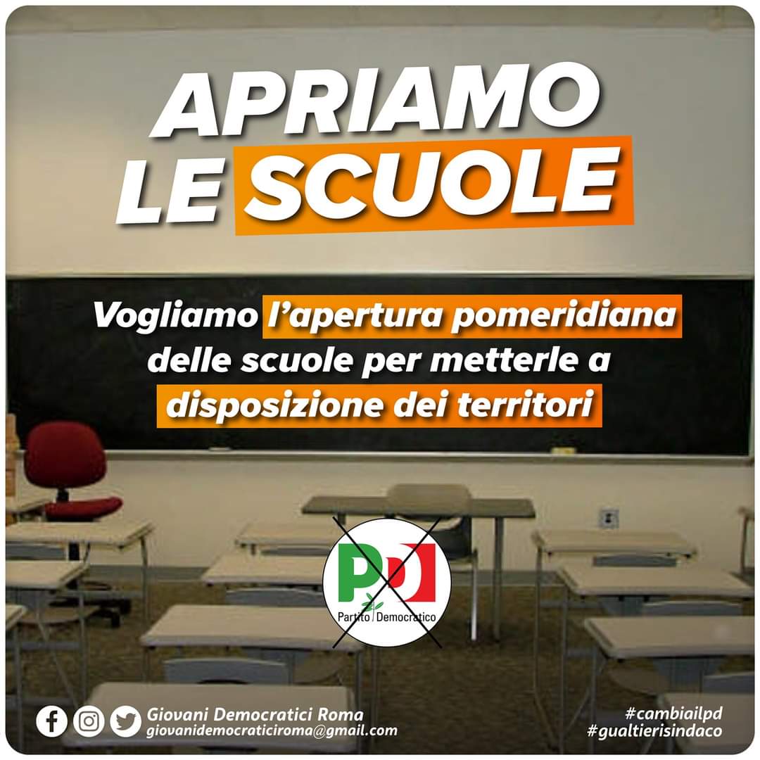 gdroma_'s tweet photo. Una battaglia storica che vorremmo portare a compimento per i prossimi cinque anni è l’apertura pomeridiana delle scuole. 

Il nostro programma: https://t.co/JmNpu6QyiJ

#RomaRinasce
#GualtieriSindaco https://t.co/UrkW4k7Igu