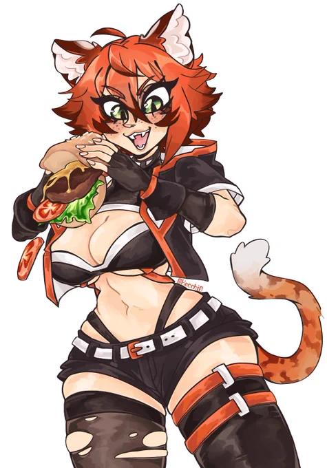 Patreon suggestion from @GATE_VK but I always wanted to draw @ShimadaTiger with borger so I coloured it in. #shimadart 