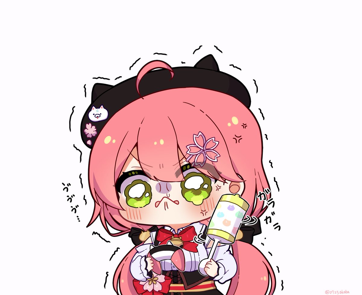 さくらみこ 「みこちの配信見たらガラガラ持ってて衝撃的だった…
#miko_Art 」|アカババァのイラスト